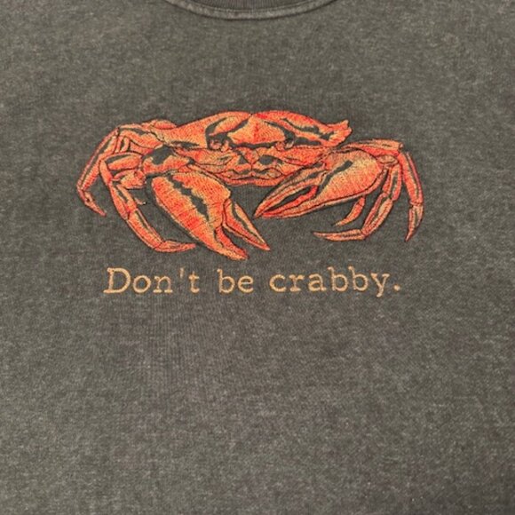 Embroidered "Don't Be Crabby" Long Sleeve Super Soft Crew Neck Sweatshirt - Picture 1 of 4